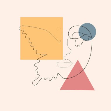 Kadın yüzü ve kelebek. Kelebekli çizgili kadın elleri. Bir çizgi çizerek soyut bir yüz ve kelebek. Portre minimalist stil. Botanik parmak izi. Kozmetiğin doğa sembolü.