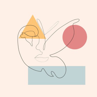 Kelebek Gerçeküstü Yüzler, set yüzleri ve saç stili çizimi, moda konsepti, kadın güzellik minimalisti, illüstrasyon oldukça seksi. Çağdaş portre