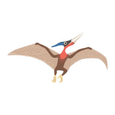 Uçan pterodactyl, tarih öncesi dinozor koleksiyonu. Eski hayvanlar. El çizimi.