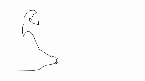 Själv rita en enkel animation av en kontinuerlig övning för att rita en linje, en person tar upp yoga, en hälsosam livsstil, hälsa, sport, fitness — Stockvideo