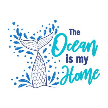 Deniz benim evim. Deniz kızı kuyruğu kartı, su sıçraması, yıldızlar. Yaz, aşk ve deniz hakkında ilham verici bir alıntı..