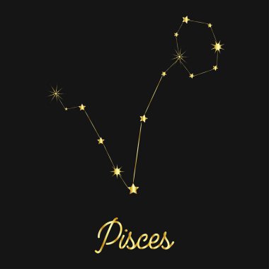 Zodyak işareti gökyüzünde altın bir takımyıldız şeklinde. Yıldızlar ve çizgiler.