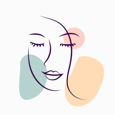 Kadın portreleri. Soyut kadın portresi, moda kızların siluetleri, kadın yüzlü modern posterler.