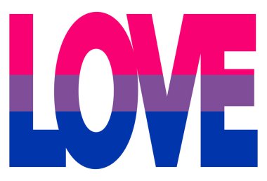 LGBT gurur bayrağı, Biseksüel gurur. Çok renkli barış bayrağı hareketi. Orijinal renk sembolü. Aşk sözcüğünün biçiminde