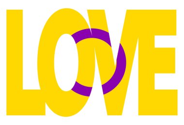 LGBT gurur bayrağı, Intersex Priride. Çok renkli barış bayrağı hareketi. Orijinal renk sembolü. Aşk sözcüğünün biçiminde