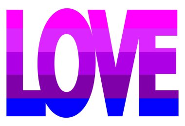 LGBT gurur bayrağı, alternatif cinsiyet transseksüelleri. Çok renkli barış bayrağı hareketi. Orijinal renk sembolü. Aşk sözcüğünün biçiminde