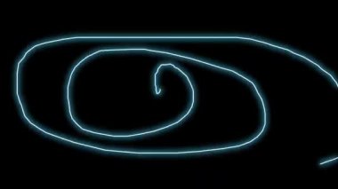 Neon arka plan. Mavi ve pembe parlak neon ışık çizgileri görünür ve kaybolur. Sahne canlandırması için hareket arkaplanı