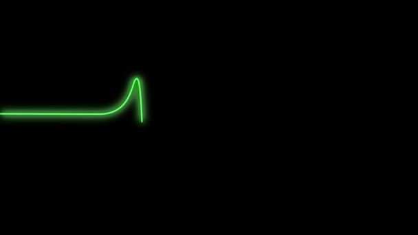 Ligne bleue auto-dessinante Rythme cardiaque néon sur un fond sombre. Signe d'impulsion néon avec luminosité mate. — Video