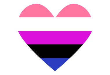 LGBT gurur bayrağı, cinsiyet akışkan gurur. Çok renkli barış bayrağı hareketi. Orijinal renk sembolü. Bir kalp şeklinde.