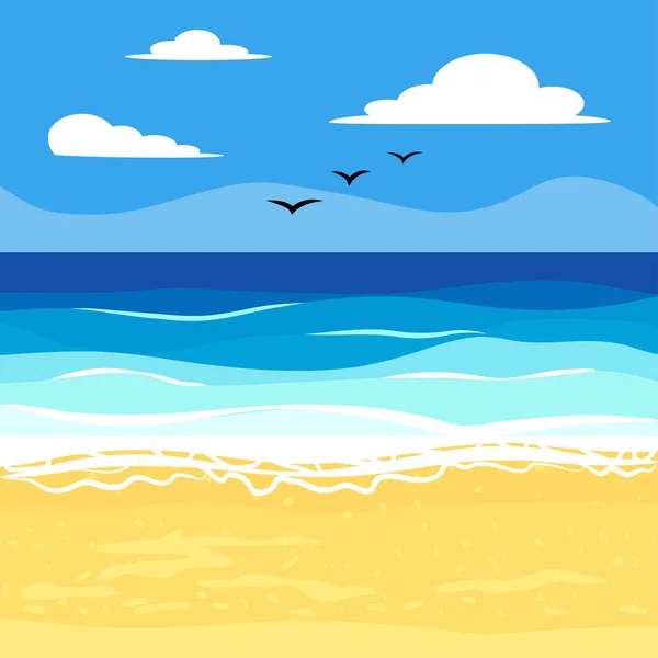 Plage Avec Palmiers Mer Océan Vacances Concept Tourisme Été Vacances — Image vectorielle