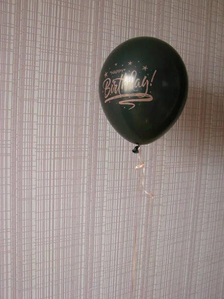 Black Balloon Words Happy Birthday Place Text — Stock Photo, Image