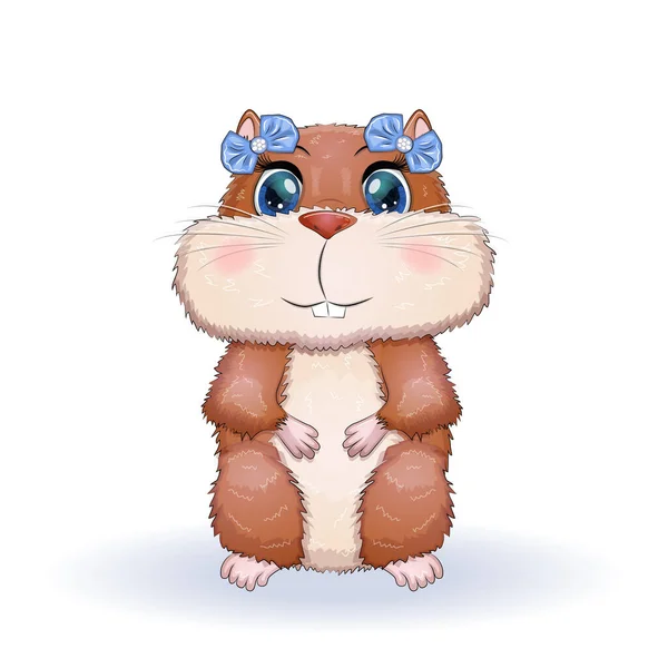 Personagens Bonitos Hamster Dos Desenhos Animados Caráter Isolado Animal Engraçado — Vetor de Stock