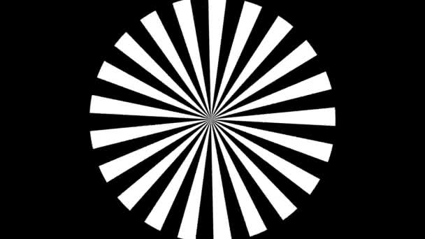 Sfondo ipnotico in bianco e nero. forme geometriche. Astratto, senza soluzione di continuità loop animazione di strisce. visualizzazione ipnotica dell'immagine. illusione ottica. — Video Stock