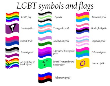 LGBT Resmi Onur Koleksiyonu, Lezbiyen, Gey, Biseksüel ve Transseksüel. Farklı Cinsel Eğilimli İnsanlar İçin İşaretler Koleksiyonu.