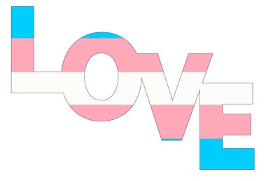 LGBT gurur bayrağı, Transseksüel gururu. Çok renkli barış bayrağı hareketi. Orijinal renk sembolü. Aşk sözcüğünün biçiminde