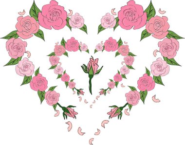 Güllerden bir kalp, yarısı güllerle dolu, düğün