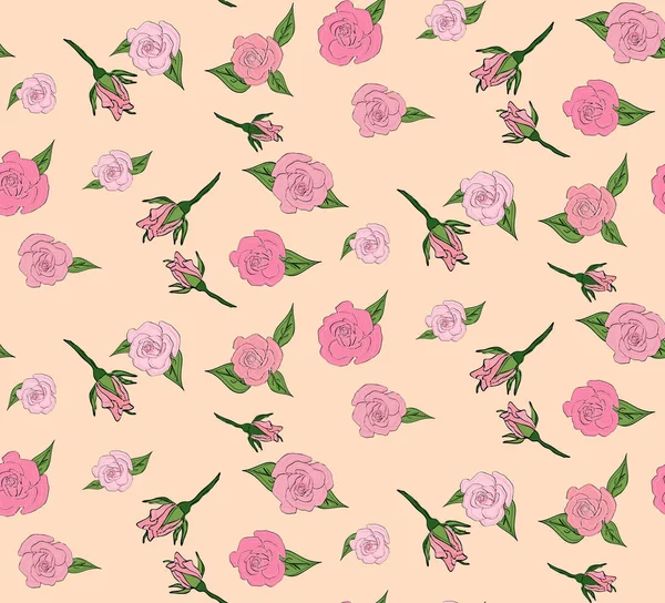 Fondo Floral Sin Costuras Con Ramos Rosas Patrón Vintage Para — Vector de stock