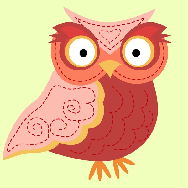 Strict Angry Owl Turned Head Pattern Wings Pussy Cute Pink — 图库矢量图片