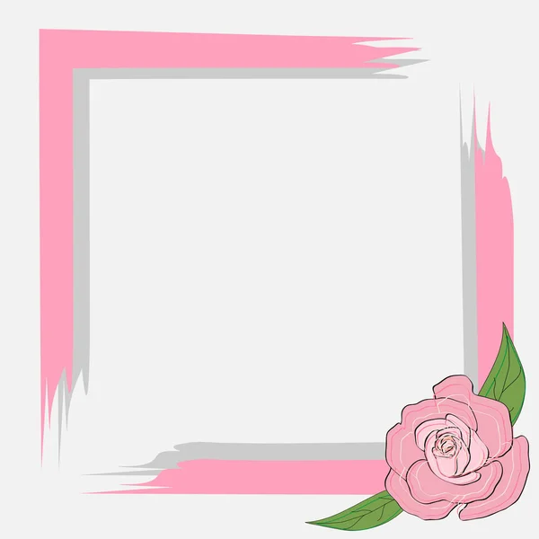 Cadre Rose Gris Avec Des Roses Pour Une Carte Invitation — Image vectorielle