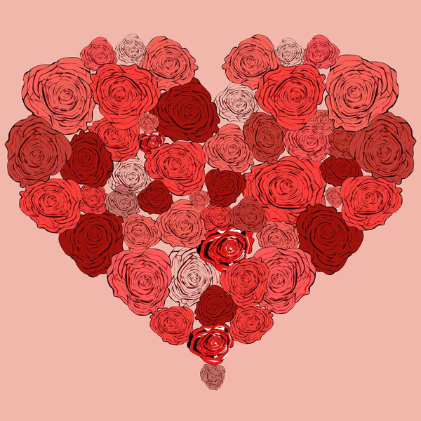Cœur Tendre Roses Moitié Rempli Roses Mariage — Image vectorielle
