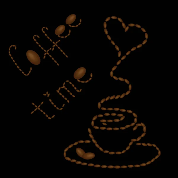Une Tasse Café Dessinée Avec Des Grains Café — Image vectorielle