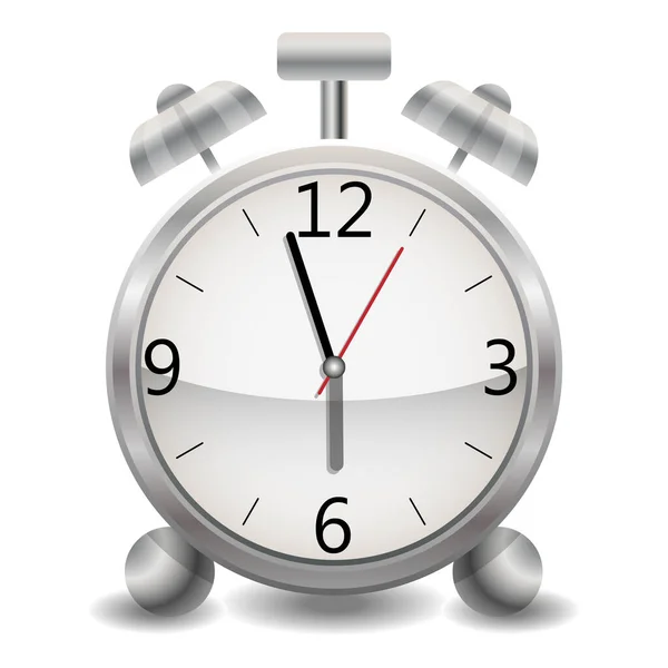 Metallic Mechanical Realistic Alarm Clock Clock Showing Few Minutes Six — Stock Vector