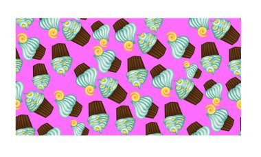 Mavi kremalı iştah açıcı keklerin kusursuz deseni.