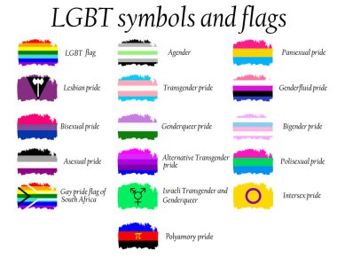 LGBT Resmi Onur Koleksiyonu, Lezbiyen, Gey, Biseksüel ve Transseksüel. Farklı Cinsel Eğilimli İnsanlar İçin İşaretler Koleksiyonu.