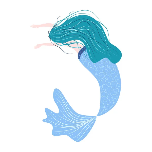 Cartone Animato Bella Sirenetta Una Ghirlanda Sirena Tema Mare Illustrazione — Vettoriale Stock