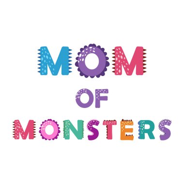 Dino mom. Mother's day concept. Dinosaur lettering. Bright modern illustration for kids, nursery, poster, card, birthday party, packaging paper design