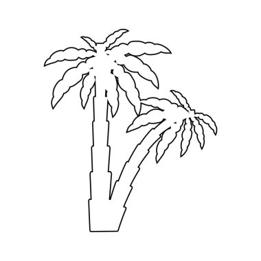 Grafiksel palmiye ağacı seti, doğrusal biçim, izole nesne