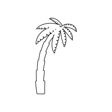 Grafiksel palmiye ağacı seti, doğrusal biçim, izole nesne