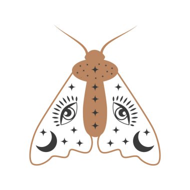 Esrarengiz sembol. Mistik ve büyülü gece kelebeği tasarımı