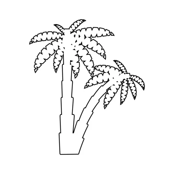 グラフィカルなヤシの木セット 線形スタイル 隔離されたオブジェクト — ストックベクタ