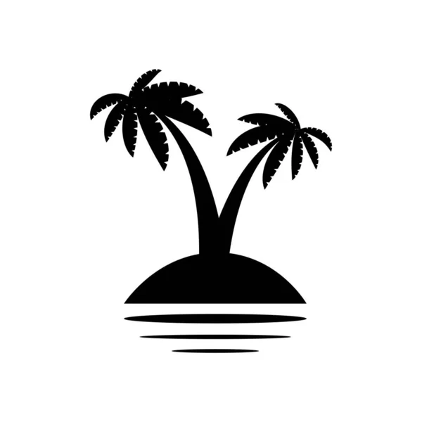 Palm Tropische Boom Set Pictogrammen Zwart Silhouet Illustratie Geïsoleerd Witte — Stockvector