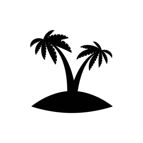 Παλάμη Τροπικό Δέντρο Σύνολο Εικονίδια Μαύρη Εικόνα Σιλουέτα Απομονώνονται Λευκό — Διανυσματικό Αρχείο