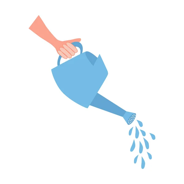 Hand Holding Watering Can Water Business Concept Flat Design — 스톡 벡터