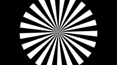 hipnotik siyah beyaz arka plan. Geometrik şekiller. Çizgilerin soyut, kusursuz döngü animasyonu. hipnotik görüntü görselleştirme. optik yanılsama.