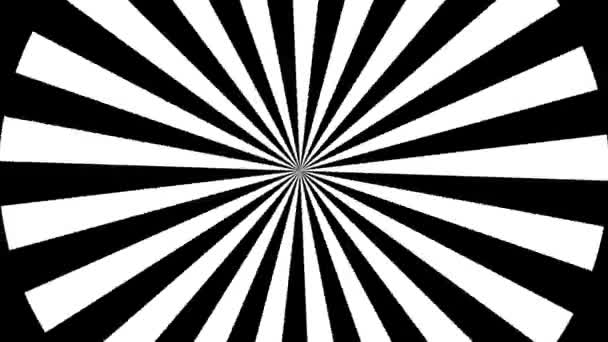 Fondo hipnótico en blanco y negro. formas geométricas. Animación abstracta y sin costuras de rayas. visualización de imágenes hipnóticas. ilusión óptica. — Vídeos de Stock