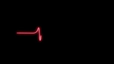 Koyu tuğlalı bir duvarda neon kalp atışı. Mat ile birlikte neon titreşim işareti.