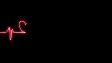 Koyu tuğlalı bir duvarda neon kalp atışı. Mat ile birlikte neon titreşim işareti.