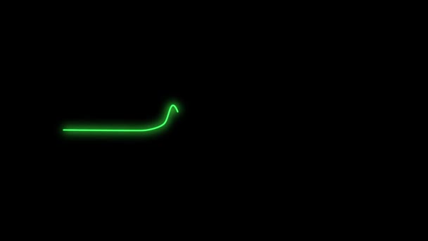 Self-drawing blue line Neon heartbeat on a dark background. Neon pulse sign with matte brightness. — Stock Video