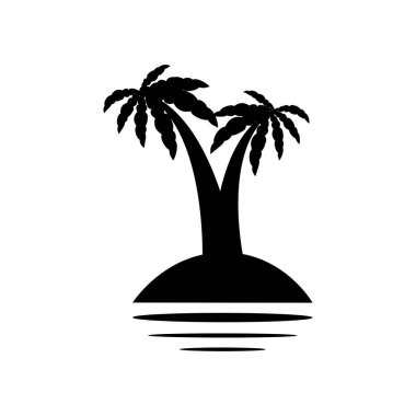 Palmiye tropikal ağaç seti simgeleri beyaz arkaplanda izole edilmiş siyah siluet çizimi