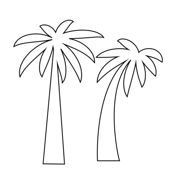 Isla Tropical Mar Con Plantas Palmeras Siluetas Negras Aisladas Sobre — Vector de stock