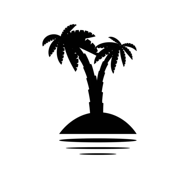 Palmiye Tropikal Ağaç Seti Simgeleri Beyaz Arkaplanda Izole Edilmiş Siyah — Stok Vektör