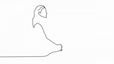 Bir adamın silueti, lotus pozisyonunda oturan bir kadın. Kendi kendine çizim canlandırması