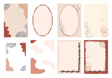 Dekorasyon ve tasarım çerçeveleri, kartlar, menüler, arka planlar ve monogramlar için farklı unsurlar. Moda bej