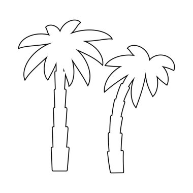 Palmiye tropikal ağaç seti simgeleri beyaz arkaplanda izole edilmiş siyah siluet çizimi