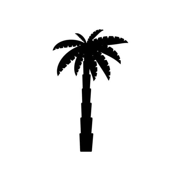 Palmera Tropical Conjunto Iconos Silueta Negra Ilustración Aislada Sobre Fondo — Vector de stock