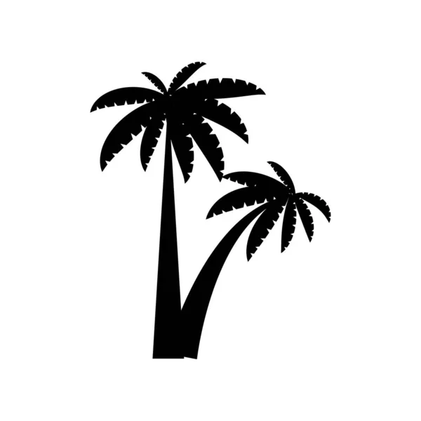 Palma Tropicale Set Icone Nero Silhouette Illustrazione Isolato Sfondo Bianco — Vettoriale Stock